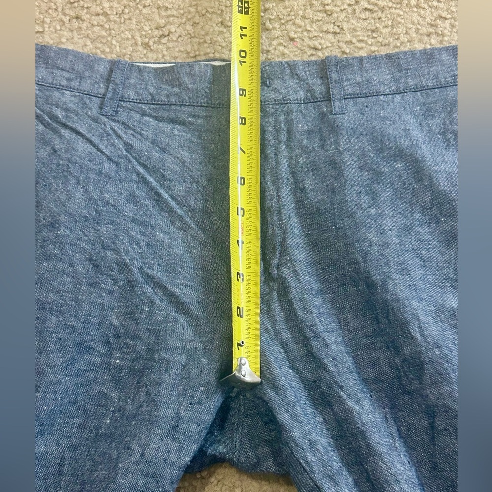 J Crew Driggs Pants Mens 35x32 Linen Blend Chambray Trouser Chino Blue Preppy - Picture 7 of 8